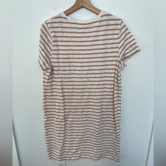 Universal Thread Women's Striped Short Sleeve T-Shirt Dress White And Beige - Picture 7 of 8